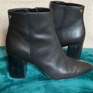 kate spade Black Leather Block Heel Ankle Booties